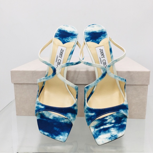 Jimmy Choo ANISE 95 Marbled Denim Women’s heel sandals Size EU 37 US 7 Medium - Picture 7 of 16